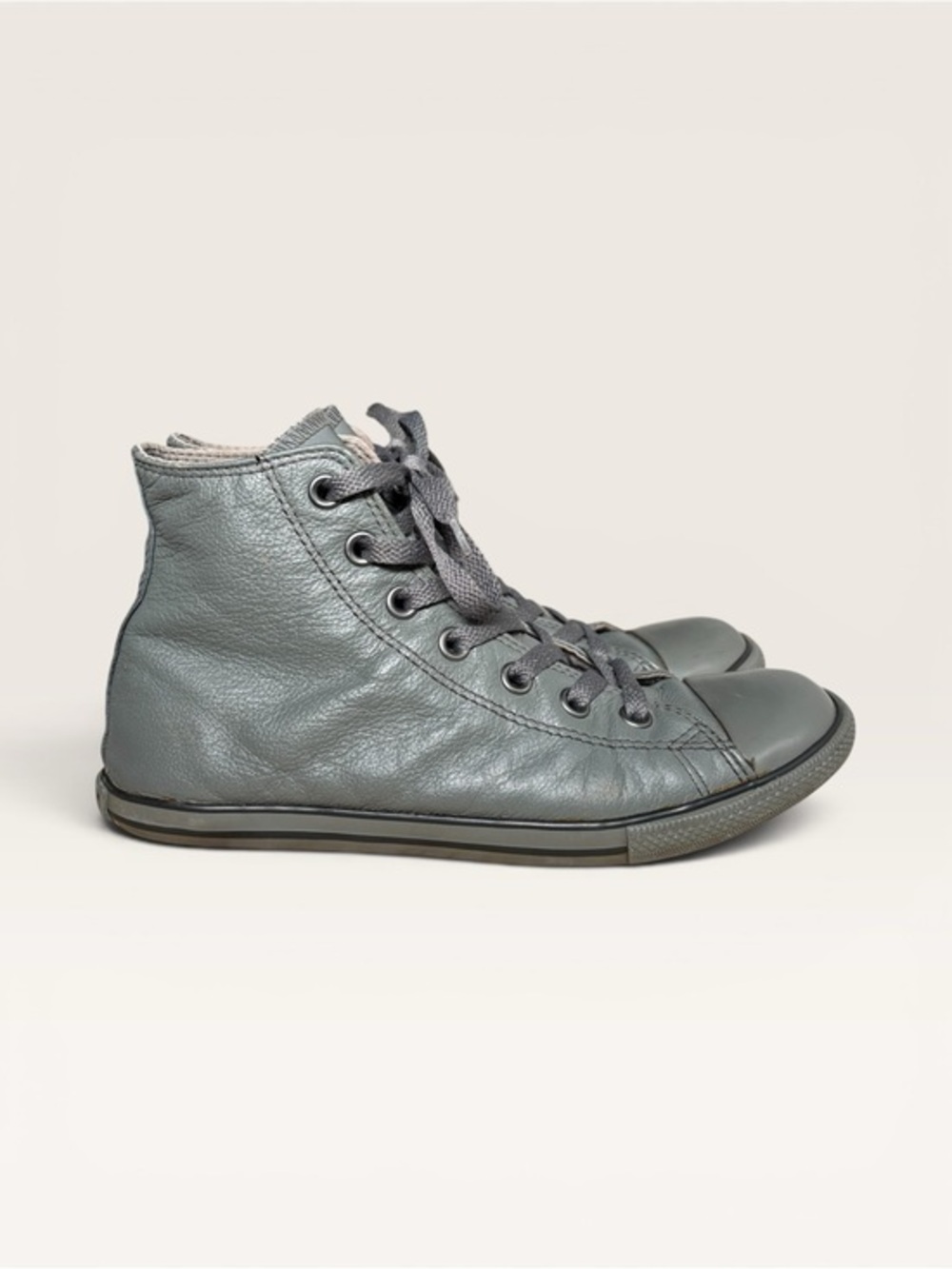 Vintage Y2K 2009 Gray Leather Converse Chuck Taylor All Star High Top Size 7